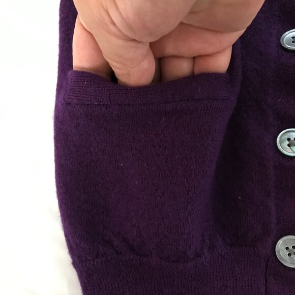 Ralph Lauren Sport 100% Merino Wool Cardigan Women M Purple Button Up Pocket - Picture 11 of 13